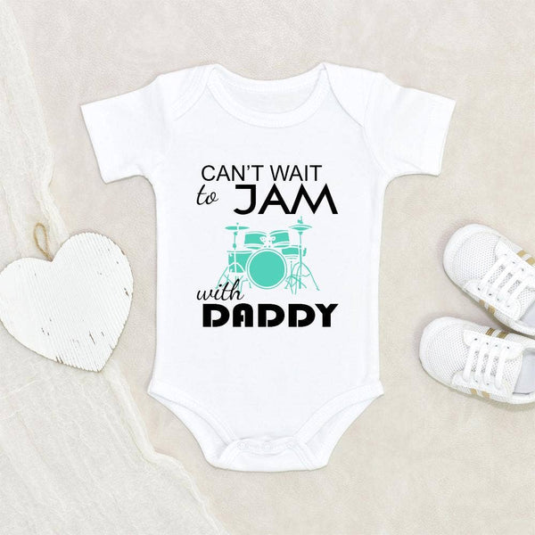 Baby Onesie | Can't Wait to Jam With Daddy - Baby Onesie - Poshinate Kiddos Baby & Kids Store - shown with heart
