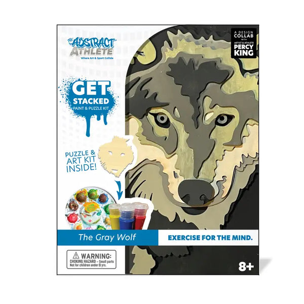 Kids Wooden Puzzle | 3D Stacked Wolf | Paint & Puzzle Art Kit