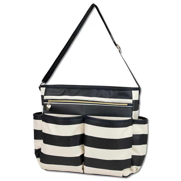 Diaper Bag Tote | Black & Tan Stripe