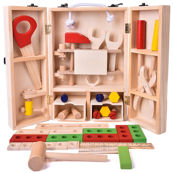 Kids Wooden Tool Set | 43 Pc Set - Kids Toys - Poshinate Kiddos Baby & Kids Store - Open Kit