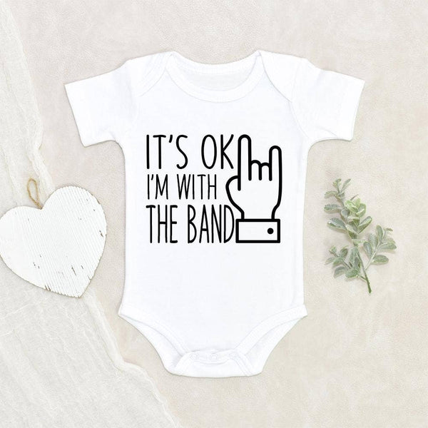 Baby Onesie | I'm With The Band - Baby Onesie - Poshinate Kiddos Baby & Kids Store - shown with heart