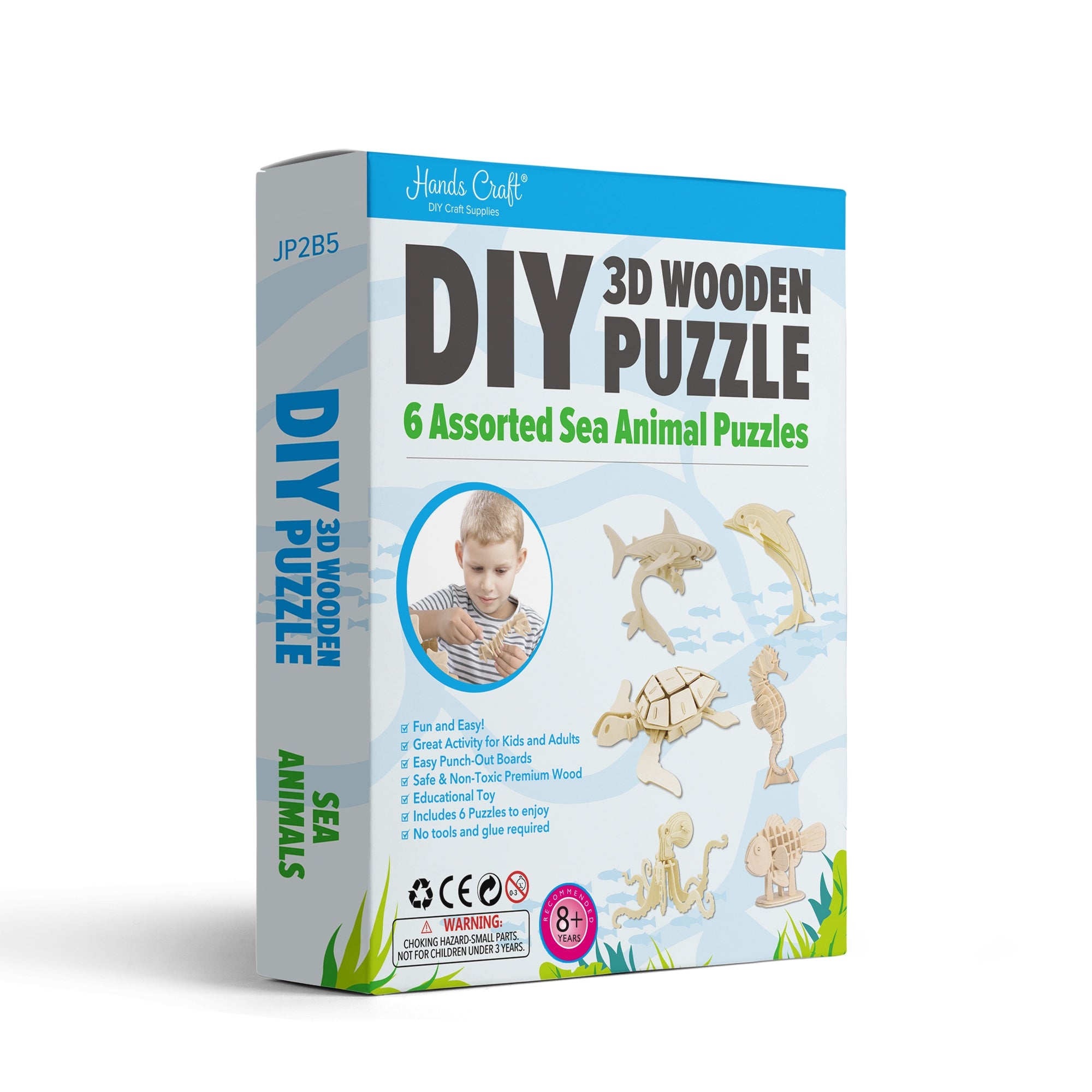Wooden Kids Puzzle, 3D Sea Animals