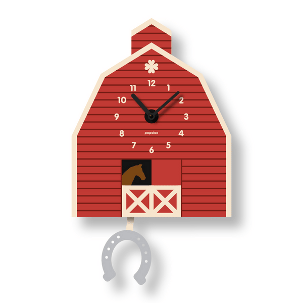  Pendulum Clock | Red Barn & Horse - Pendulum Clocks - Poshinate Kiddos Baby & Kids Store - GIF of clock