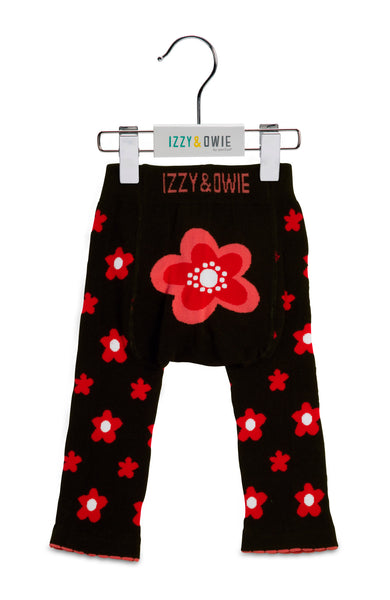Baby Leggings | Flower Red/Black - Baby Leggings - 6-12 months / Red/Black Flower - Poshinate Kiddos