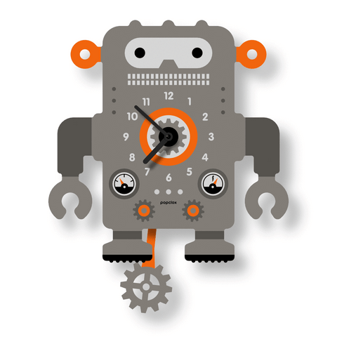  Pendulum Clock | Grey Robot - Pendulum Clocks - Poshinate Kiddos Baby & Kids Store - GIF Grey Robot clock