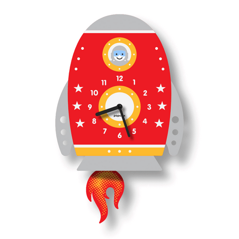 Pendulum Clock | Rocket - Pendulum Clocks - Poshinate Kiddos Baby & Kids Store - GIF of Rocket clock