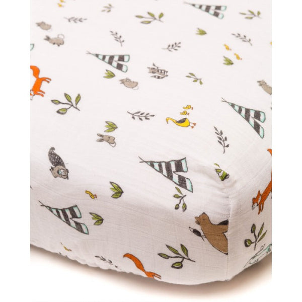 Cotton Muslin Fitted Crib Sheet | Forest Friends - Crib Sheets - Poshinate Kiddos