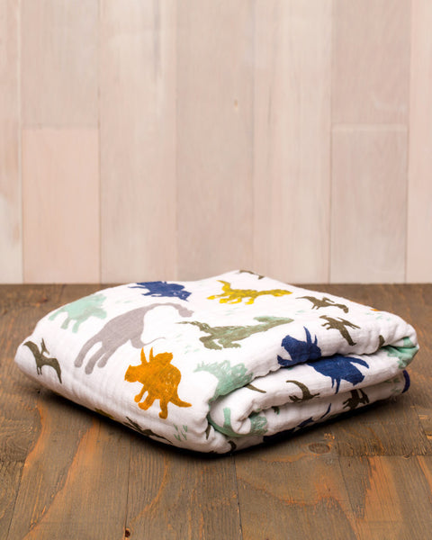 Cotton Muslin Quilt | Dino Friends - Blankets -  - Poshinate Kiddos
