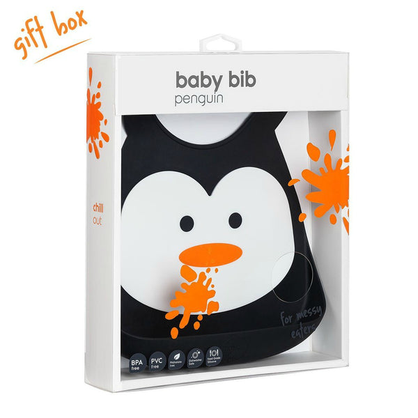 Baby Bib | Penguin - Baby Bibs - Poshinate Kiddos - Gift Box