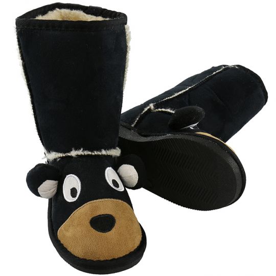 Kids Slippers / Boots | Bear | Black - Slippers & Boots - Poshinate Kiddos Baby & Kids Store